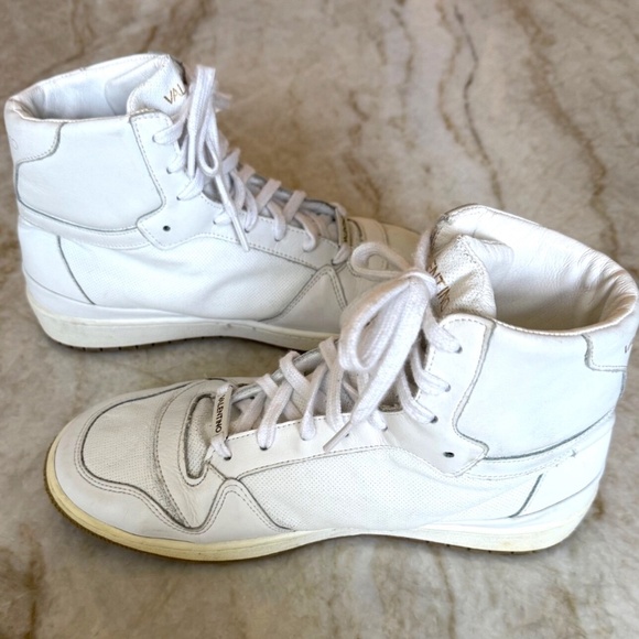 Valentino ~ White Leather High Top Sneakers ~ Men's US 8 / EU 41; Italy - Picture 12 of 15